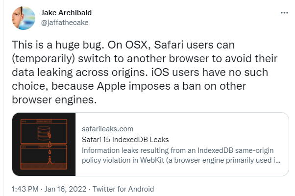 Safari browser vulnerability