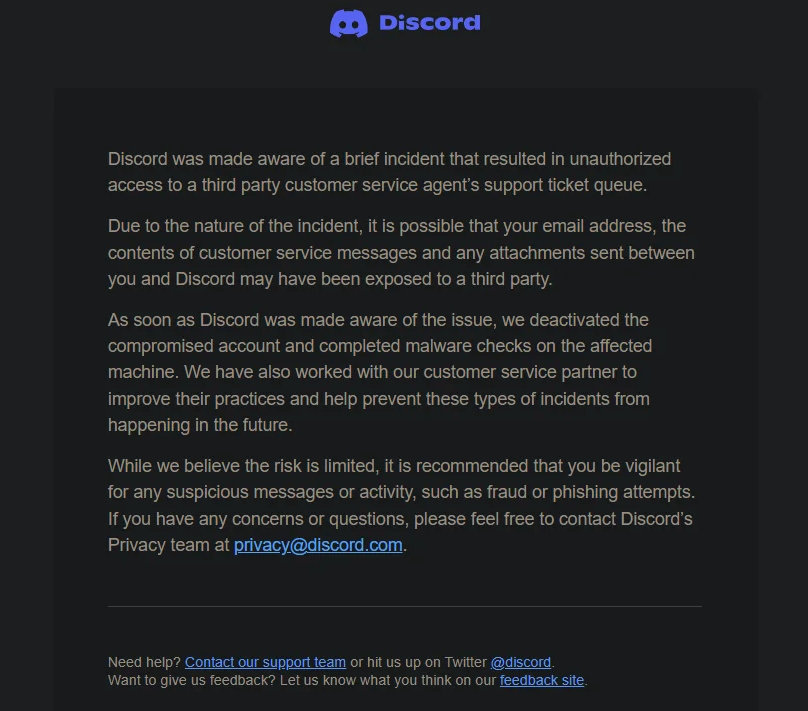 Discord Data Breach Exposes User Email Addresses and Support Messages